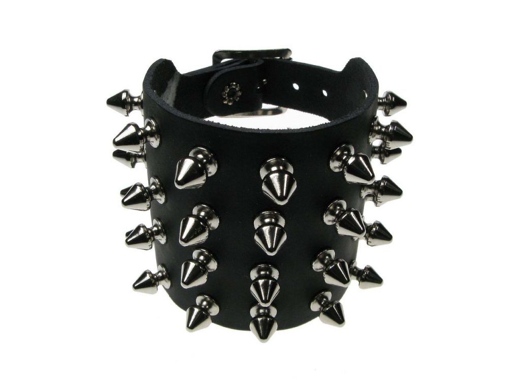 4 Row Spiked Studded Wristband Gauntlet Bullet 69