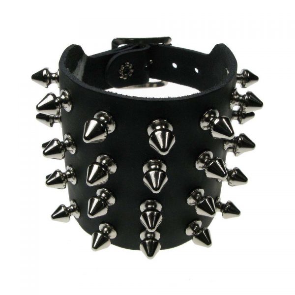 4 Row Spiked Studded Wristband Gauntlet Bullet 69