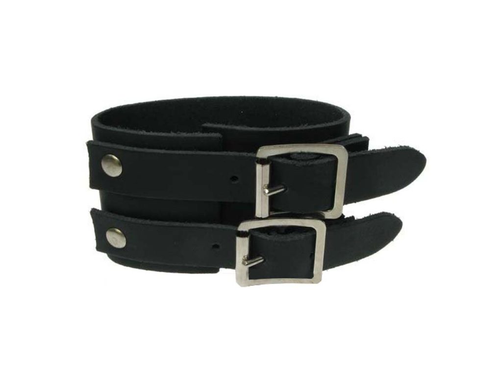 3 Row Width Plain Leather Wristband Gauntlet Bullet 69