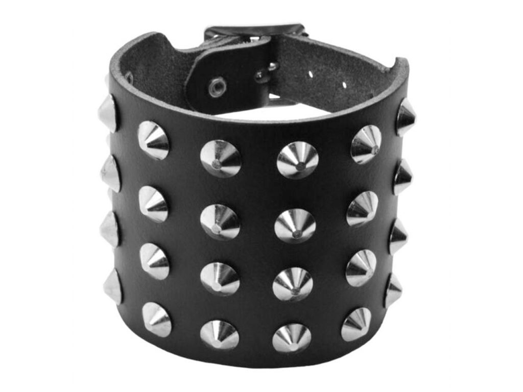 4 Row Conical Studded Wristband Gauntlet Bullet 69