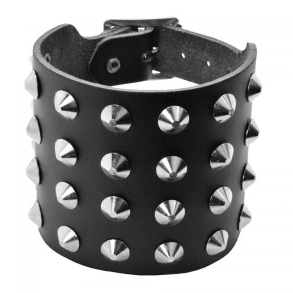 4 Row Conical Studded Wristband Gauntlet Bullet 69