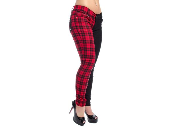 Half Black Half Red Tartan Trousers