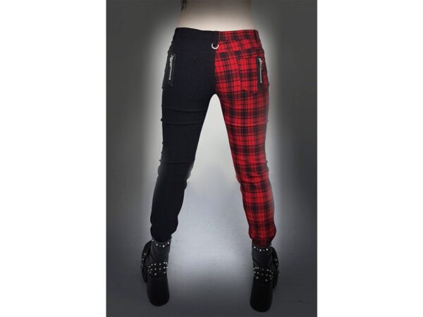 Half Black Half Red Tartan Trousers