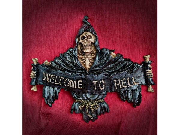 Welcome to Hell Skull Wall Plaque Art Sign