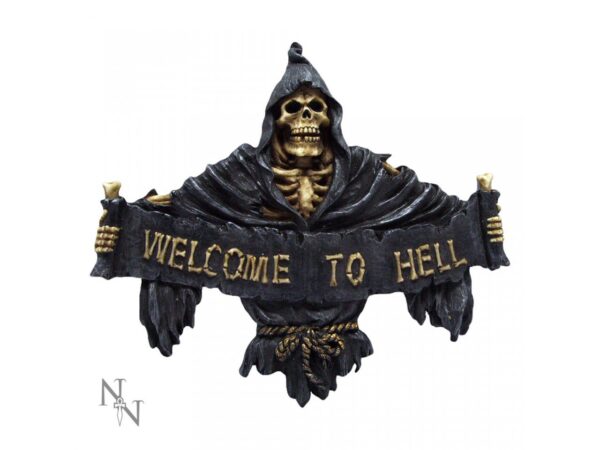 Welcome to Hell Skull Wall Plaque Art Sign