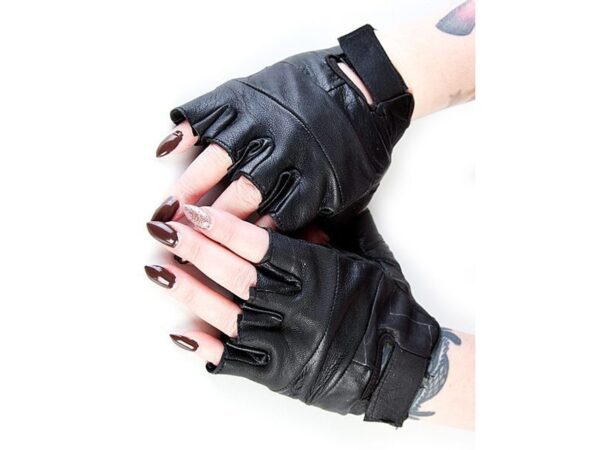 Leather Fingerless Biker Gloves Bullet 69