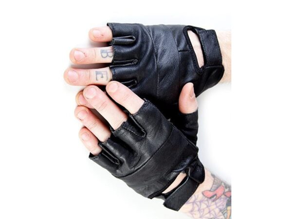 Leather Fingerless Biker Gloves Bullet 69