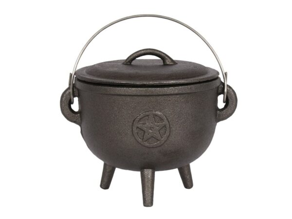 15 cm Cast Iron Cauldron Spiritual Pentagram Occult Witches