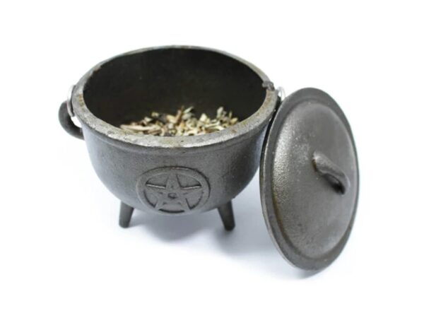 15 cm Cast Iron Cauldron Spiritual Pentagram Occult Witches