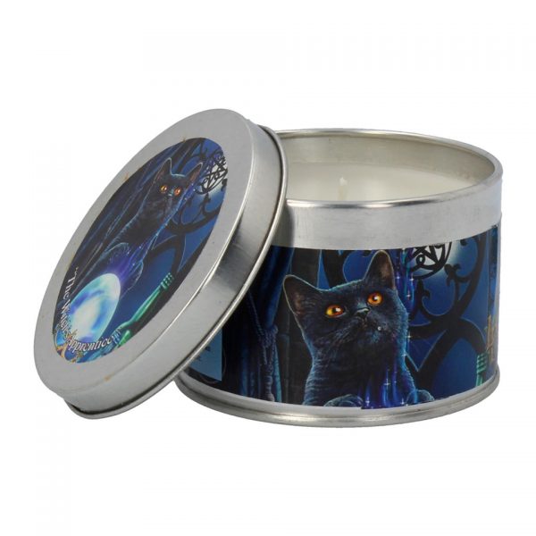 The Witch's Apprentice Lisa Parker Cat Spiritual Tin Candle Lavender and Rosemary Nemesis Now