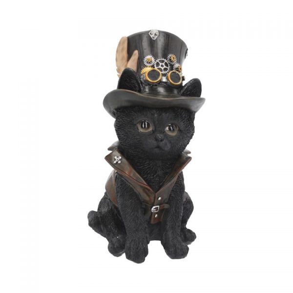 Cogsmiths Cat Steampunk Puppy Waistcoat Leather Resin Goggles Top Hat Inventor Nemesis Now