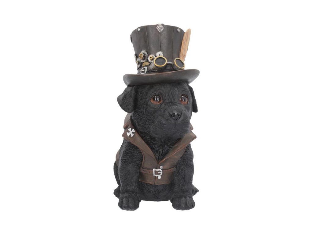 Cogsmiths Dog Steampunk Puppy Waistcoat Leather Resin Goggles Top Hat Inventor Nemesis Now