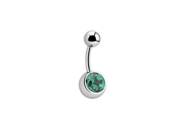 Green Single Gem Titanium Navel Bar Belly Sparkle Jewel Body Jewellery Piercing