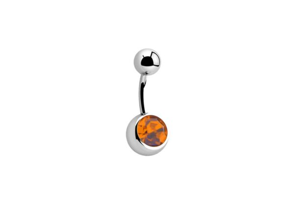 Amber Single Gem Titanium Navel Bar Belly Sparkle Jewel Body Jewellery Piercing