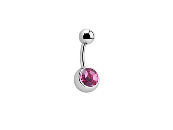 Cerise Single Gem Titanium Navel Bar Belly Sparkle Jewel Body Jewellery Piercing
