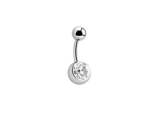 Clear Single Gem Titanium Navel Bar Belly Sparkle Jewel Body Jewellery Piercing