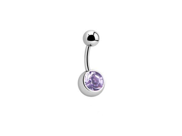 Lilac Single Gem Titanium Navel Bar Belly Sparkle Jewel Body Jewellery Piercing