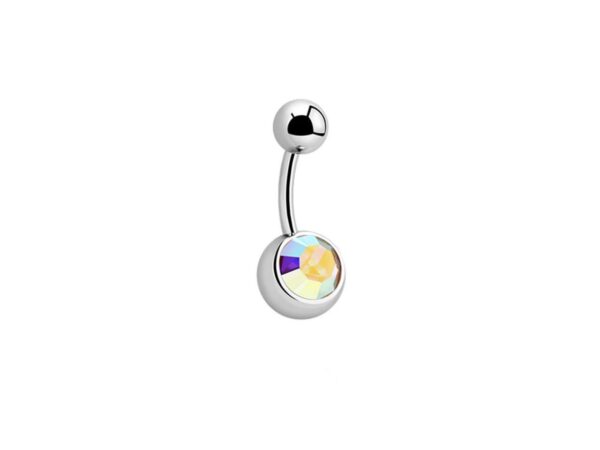 Opal Single Gem Titanium Navel Bar Belly Sparkle Jewel Body Jewellery Piercing