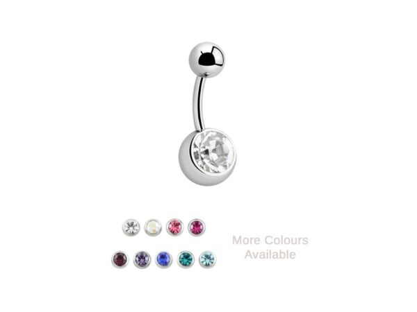 Single Gem Titanium Navel Bar Belly Sparkle Jewel Body Jewellery Piercing