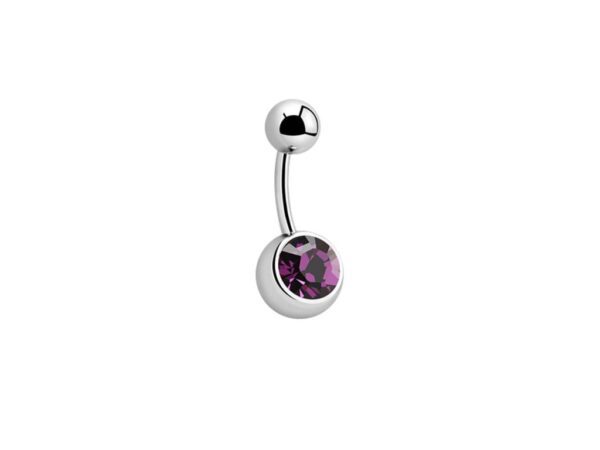 Purple Single Gem Titanium Navel Bar Belly Sparkle Jewel Body Jewellery Piercing