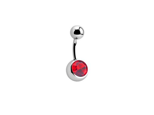 Red Single Gem Titanium Navel Bar Belly Sparkle Jewel Body Jewellery Piercing