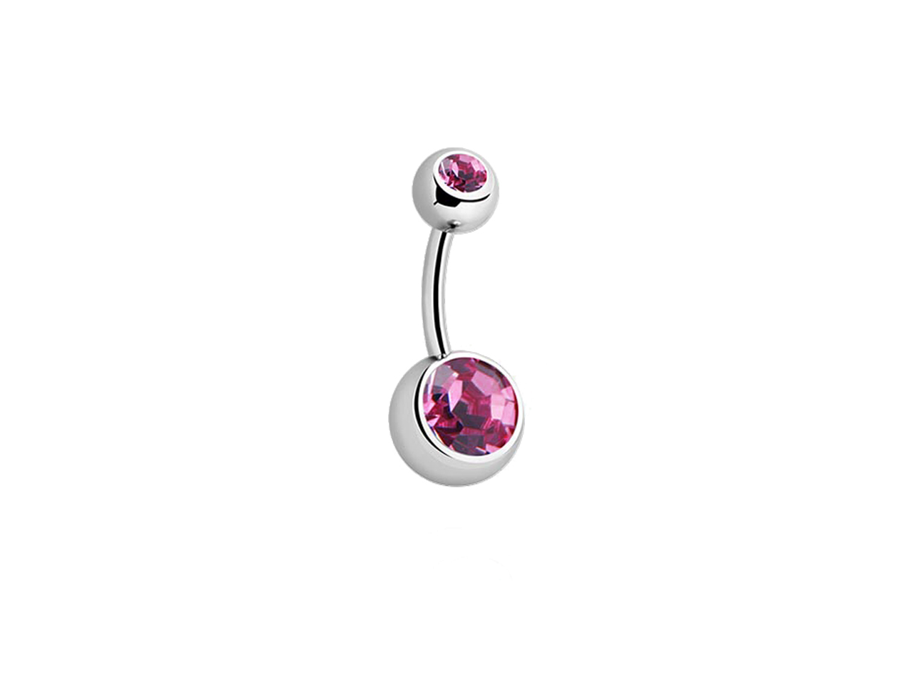 Highly Polished Titanium Double Gem Navel Bars - Tribal Voice: Piercings