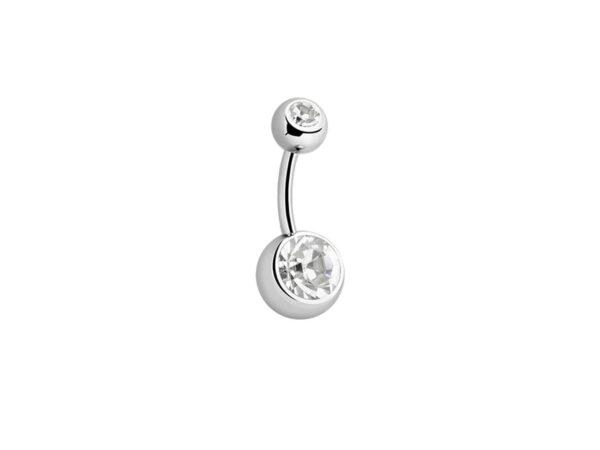 Double Gemmed Titanium Navel Bar Belly Sparkle Jewel Body Jewellery Piercing