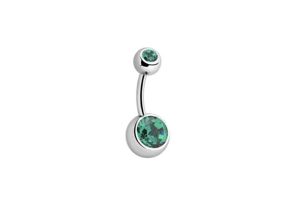 Double Gemmed Titanium Navel Bar Belly Sparkle Jewel Body Jewellery Piercing