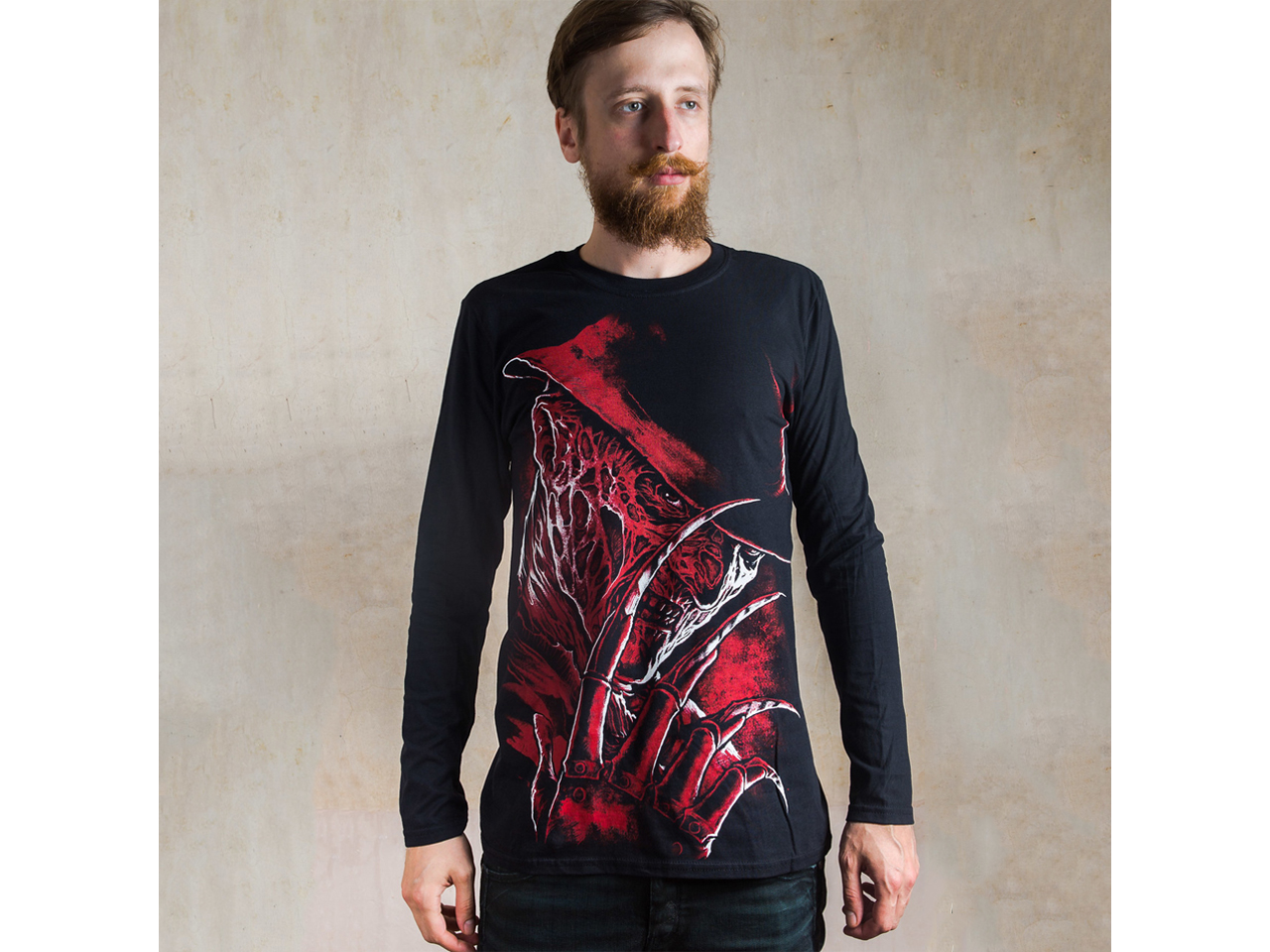 Freddy Krueger Long Sleeve Top T-Shirt Cult Horror Darkside Clothing Alternative