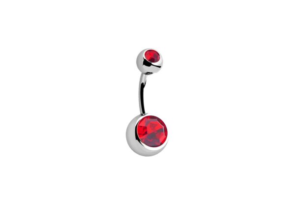 Double Gemmed Titanium Navel Bar Belly Sparkle Jewel Body Jewellery Piercing