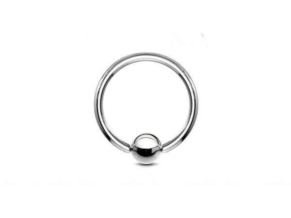 Highly Polished Silver Titanium BCR Ball Capture Ring