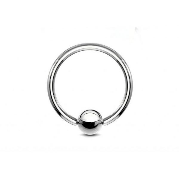 Highly Polished Silver Titanium BCR Ball Capture Ring
