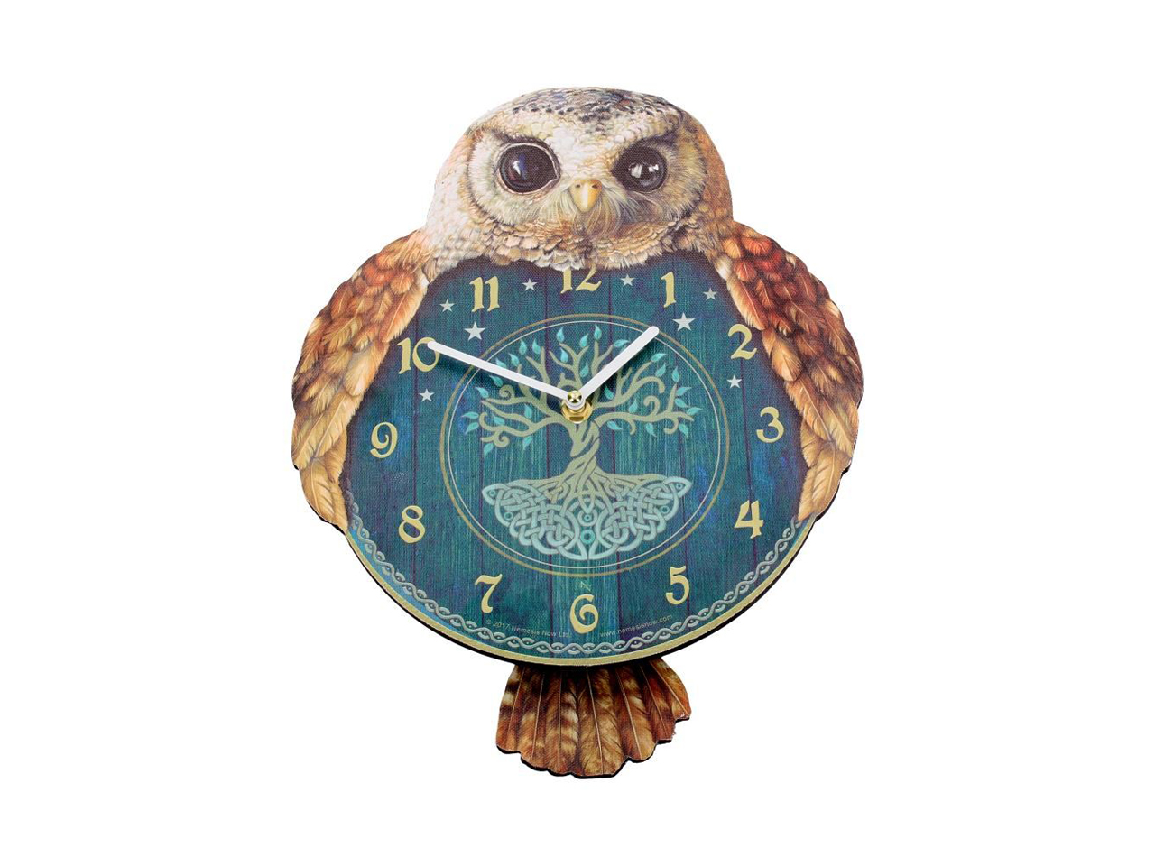 Hootin' Tickin' Pendulum Clock Wall Owl Fantasy Creature Ticking Tree Of Life Nemesis Now