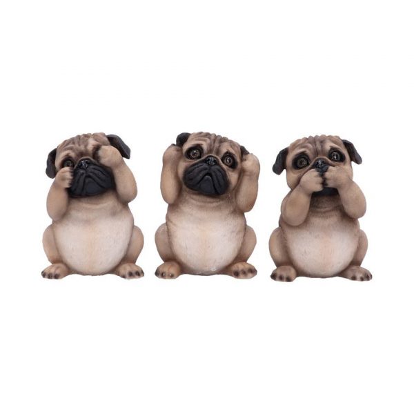 Three Wise Pugs Dog Confucius Figures See No Evil Hear No Evil Speak No Evil Nemesis Now