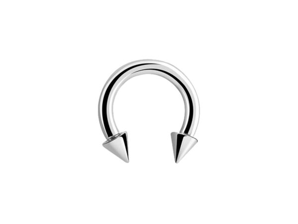 Highly Polished Spiked Titanium Circular Barbell 1.2 1.6 CBB Horse Shoe Body Jewellery Piercing Silver
