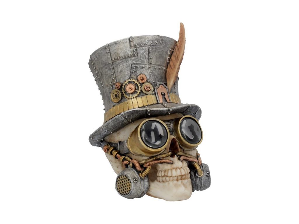 Count Archibald Steampunk Skull Cogs Goggles Mechanical Top Hat Post Apocalyptic Dystopia Nemesis Now