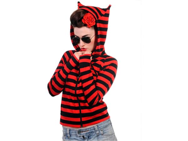 Red and Black Stripe Hood