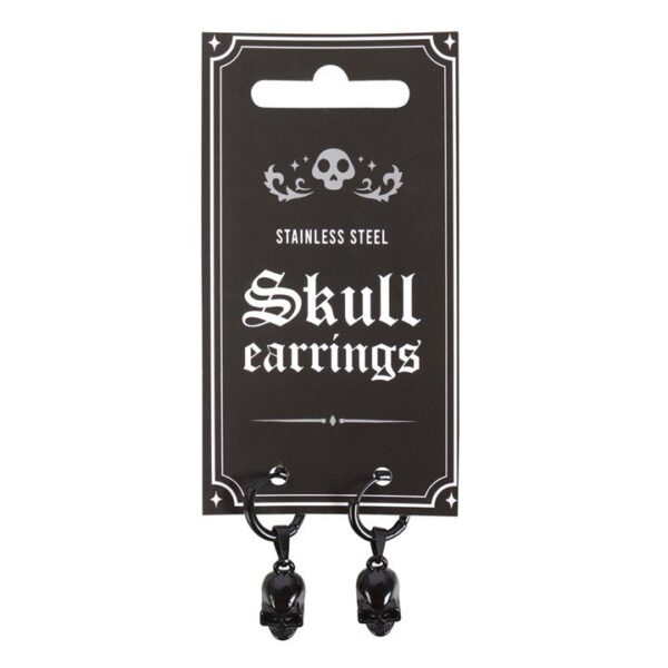 Black Steel Skull Earrings