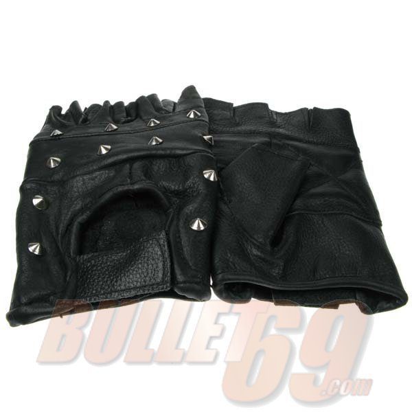 Fingerless Spikey Leather Gloves